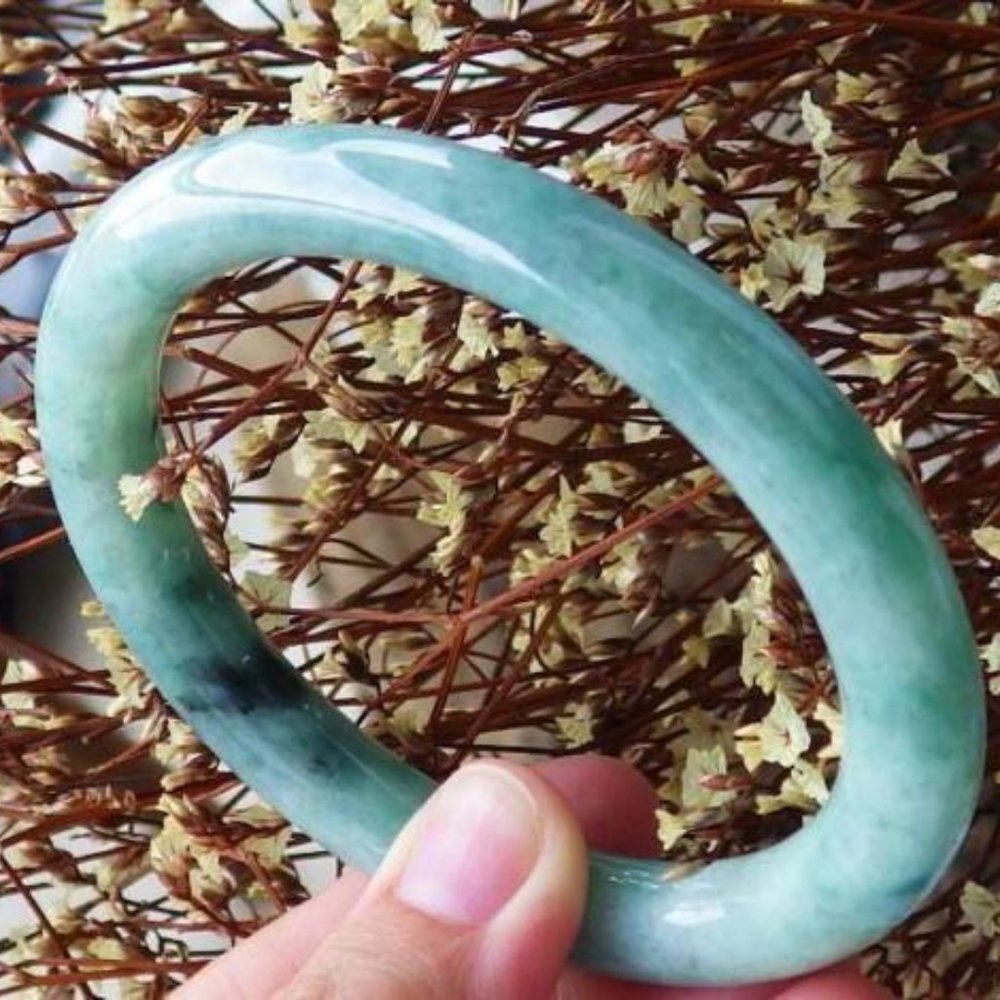 Green Jade Bangle Bracelet - Elegant Natural Stone Bracelet